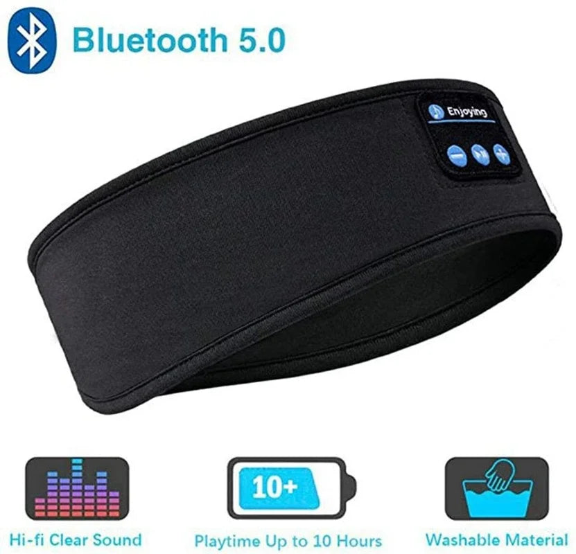 Antifaz para Dormir con Auriculares Bluetooth – Banda Elástica y Suave | Música Inalámbrica | Ideal para Dormir