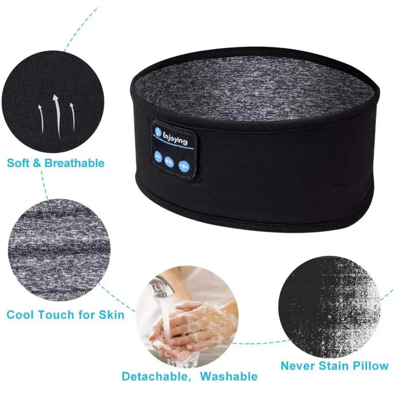 Antifaz para Dormir con Auriculares Bluetooth – Banda Elástica y Suave | Música Inalámbrica | Ideal para Dormir